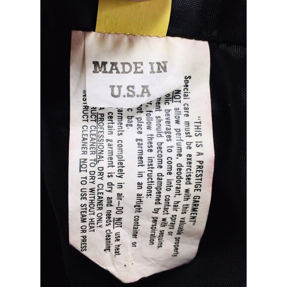 VTG 60s 70s Black Sequined V-Neck V-Back Ruched Batwing Sleeve Jumpsuit Size 6 - Picture 8 of 9